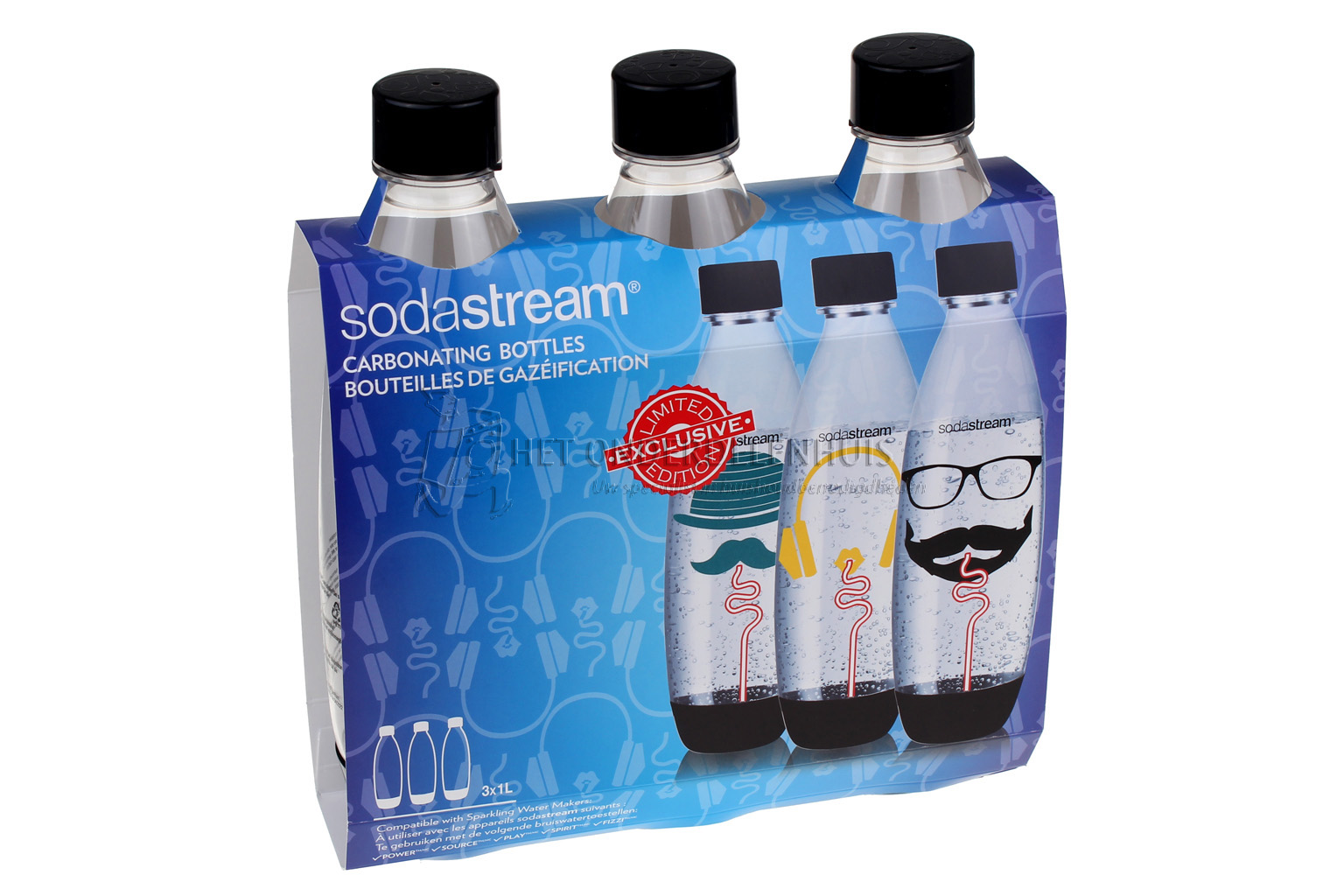 SODASTREAM SODA CLUB 1L X 3 BLACK FUSE HIPSTER 1741322310 Het